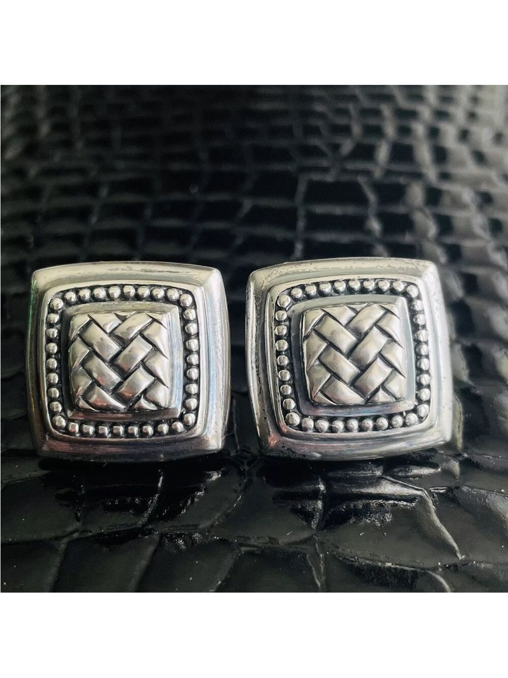 Scott Kay Equestrian Basketweave Sterling Silver Square Cufflinks Cuff L…
